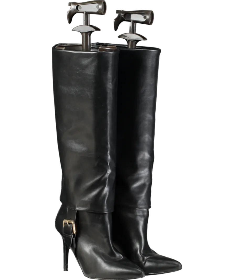 ASOS Black Faux Leather Buckle Detail Boots UK 4 EU 37