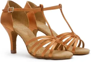 BDdance Women's Latin Salsa Tango Jazz Ballroom Performance Practice Heels #217, Dark Tan, 4.5-11