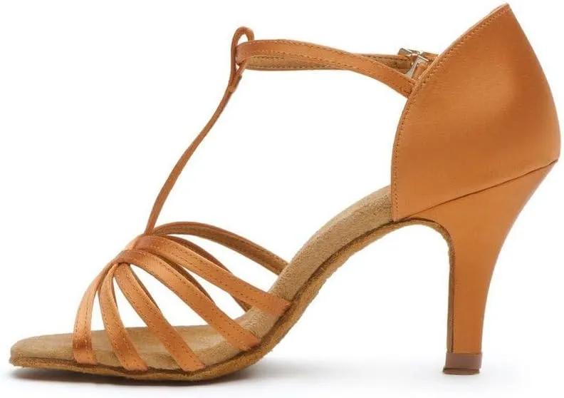 BDdance Women's Latin Salsa Tango Jazz Ballroom Performance Practice Heels #217, Dark Tan, 4.5-11