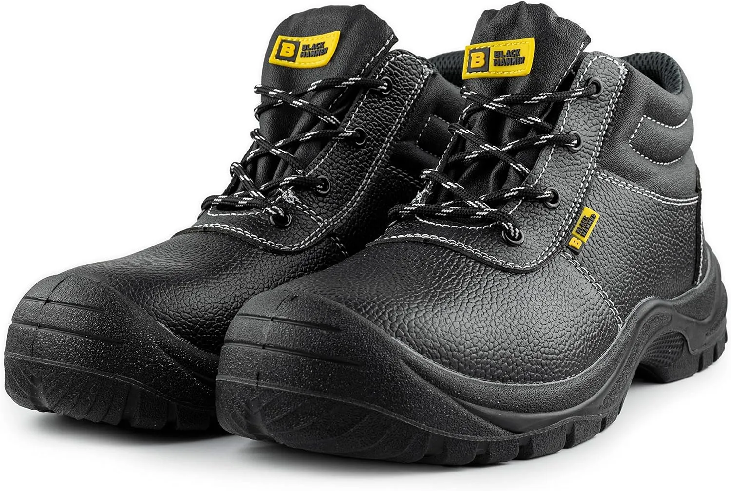 Black Hammer Mens Safety Boots Work Shoes Leather Steel Toe Cap Lightweight Footwear S3 SRC 1400 Black