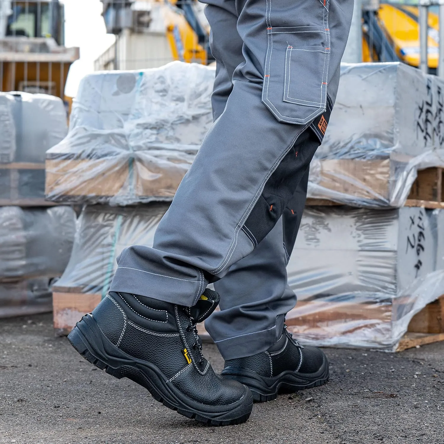 Black Hammer Mens Safety Boots Work Shoes Leather Steel Toe Cap Lightweight Footwear S3 SRC 1400 Black