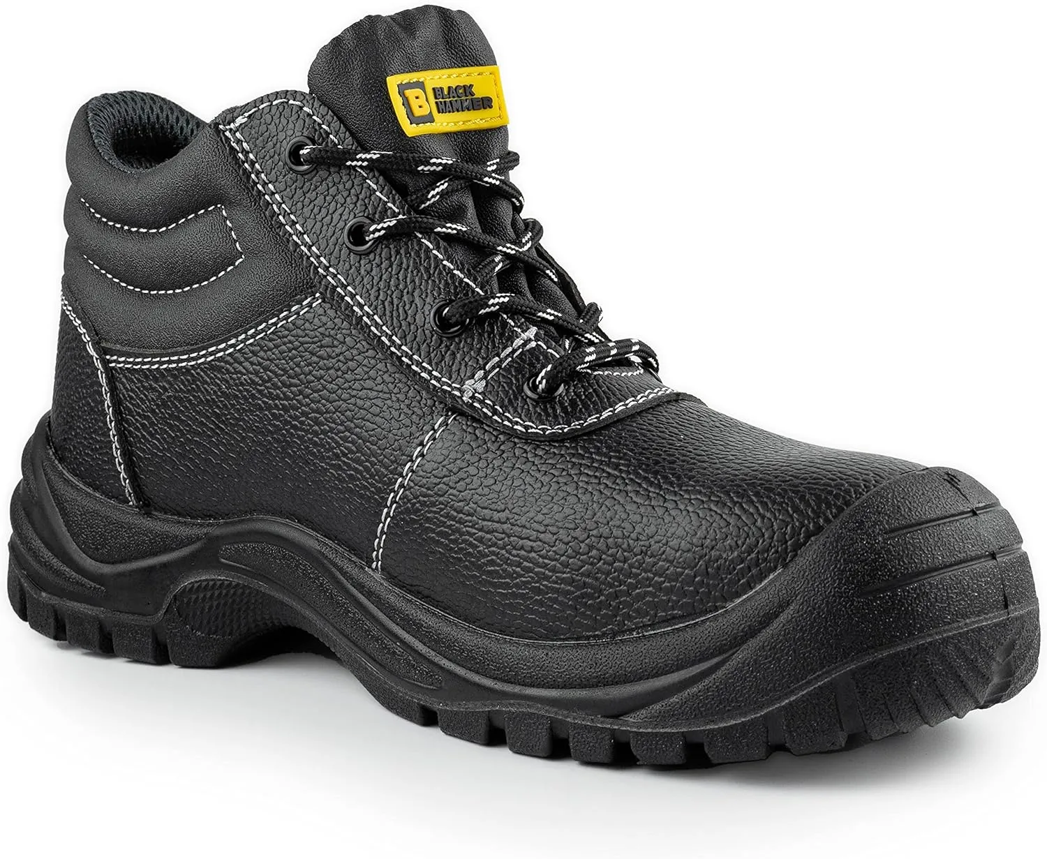 Black Hammer Mens Safety Boots Work Shoes Leather Steel Toe Cap Lightweight Footwear S3 SRC 1400 Black