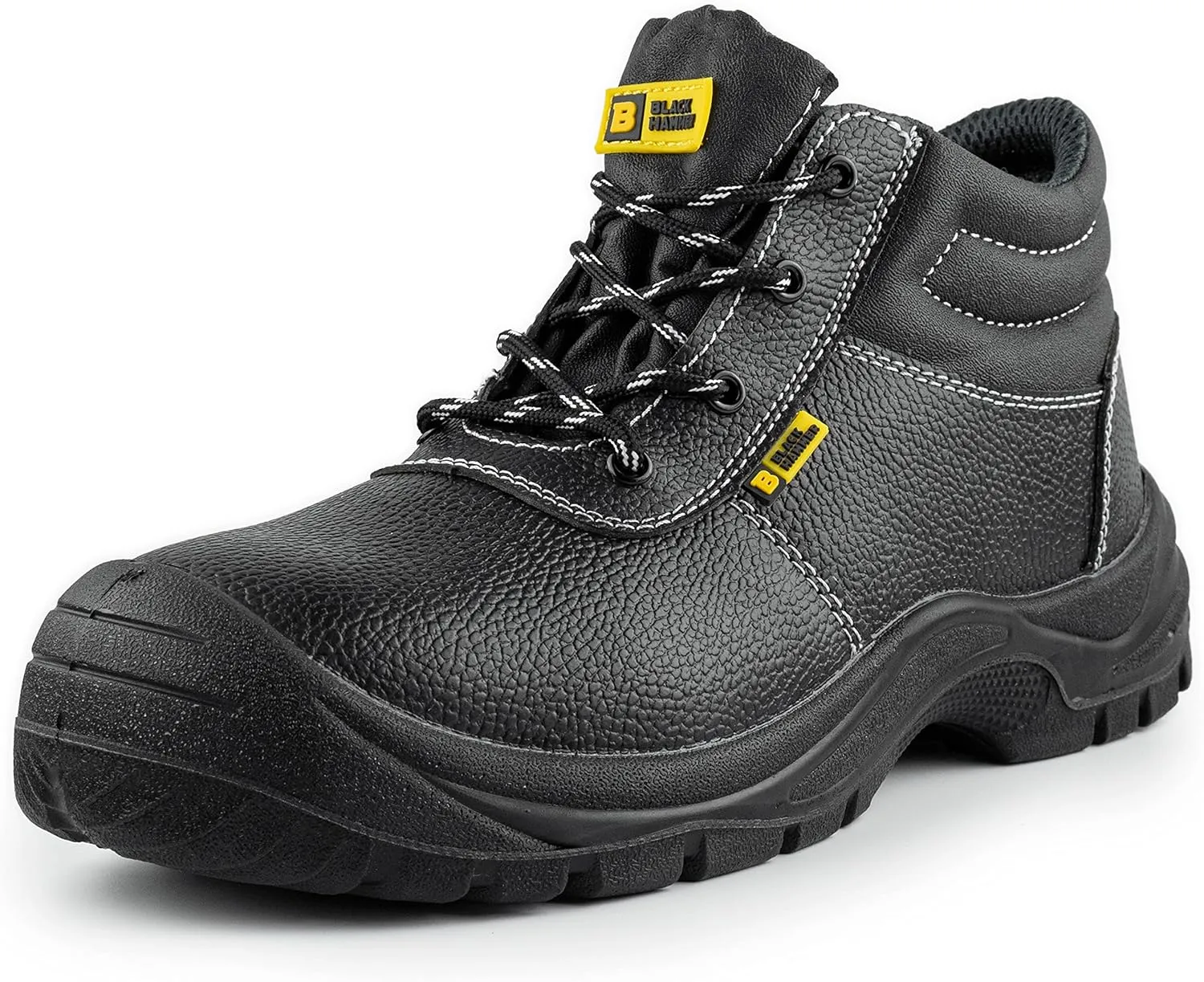 Black Hammer Mens Safety Boots Work Shoes Leather Steel Toe Cap Lightweight Footwear S3 SRC 1400 Black