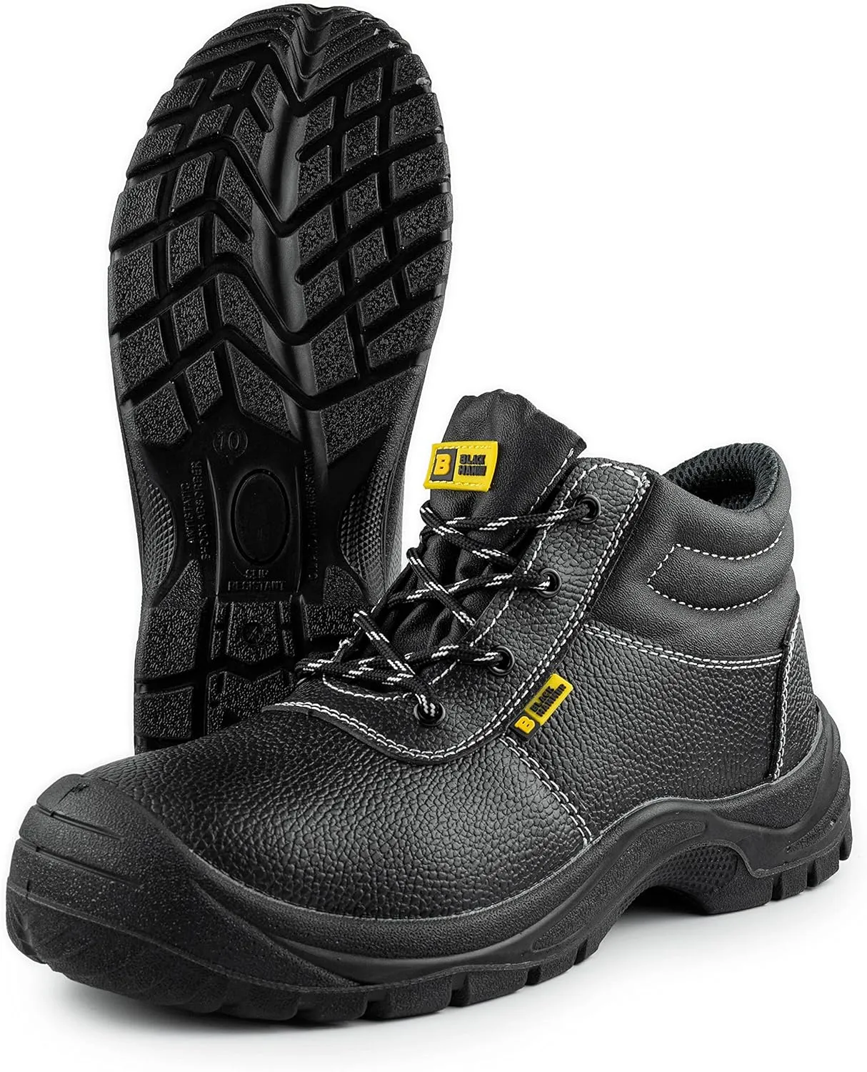 Black Hammer Mens Safety Boots Work Shoes Leather Steel Toe Cap Lightweight Footwear S3 SRC 1400 Black