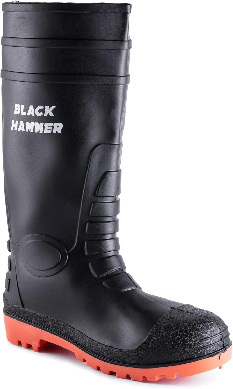 Black Hammer Mens Waterproof Steel Toe Cap Wellies with Steel Midsole Wellington Boots S5 SRC 9988