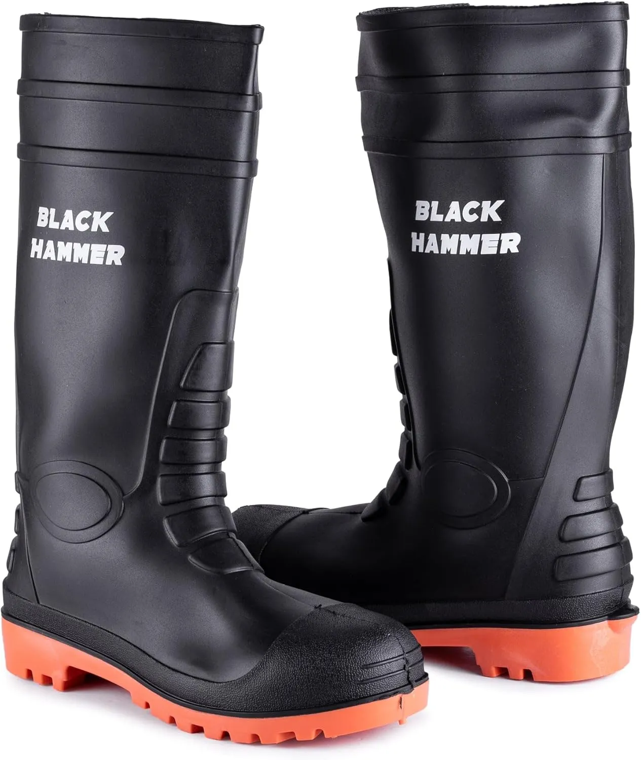 Black Hammer Mens Waterproof Steel Toe Cap Wellies with Steel Midsole Wellington Boots S5 SRC 9988