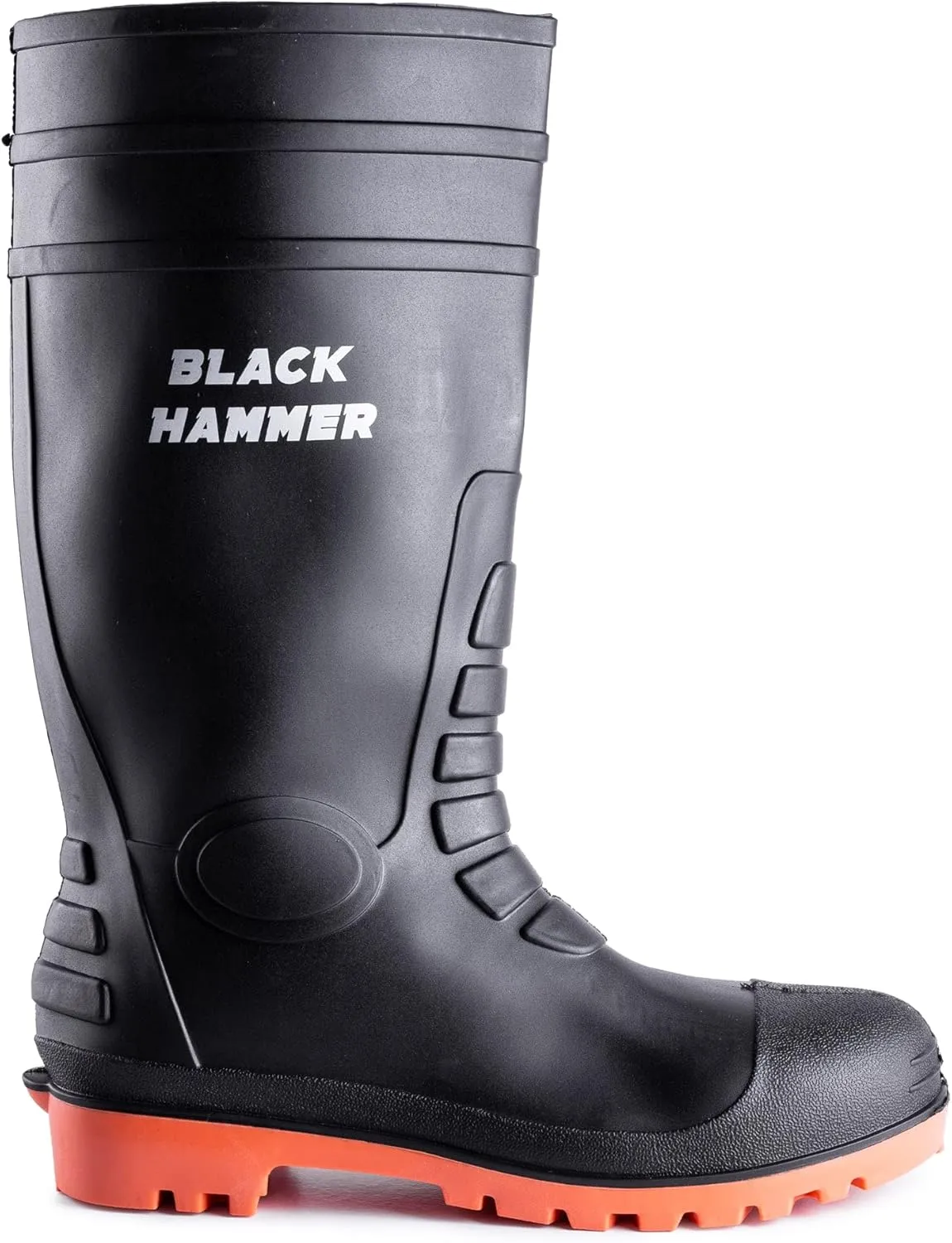 Black Hammer Mens Waterproof Steel Toe Cap Wellies with Steel Midsole Wellington Boots S5 SRC 9988