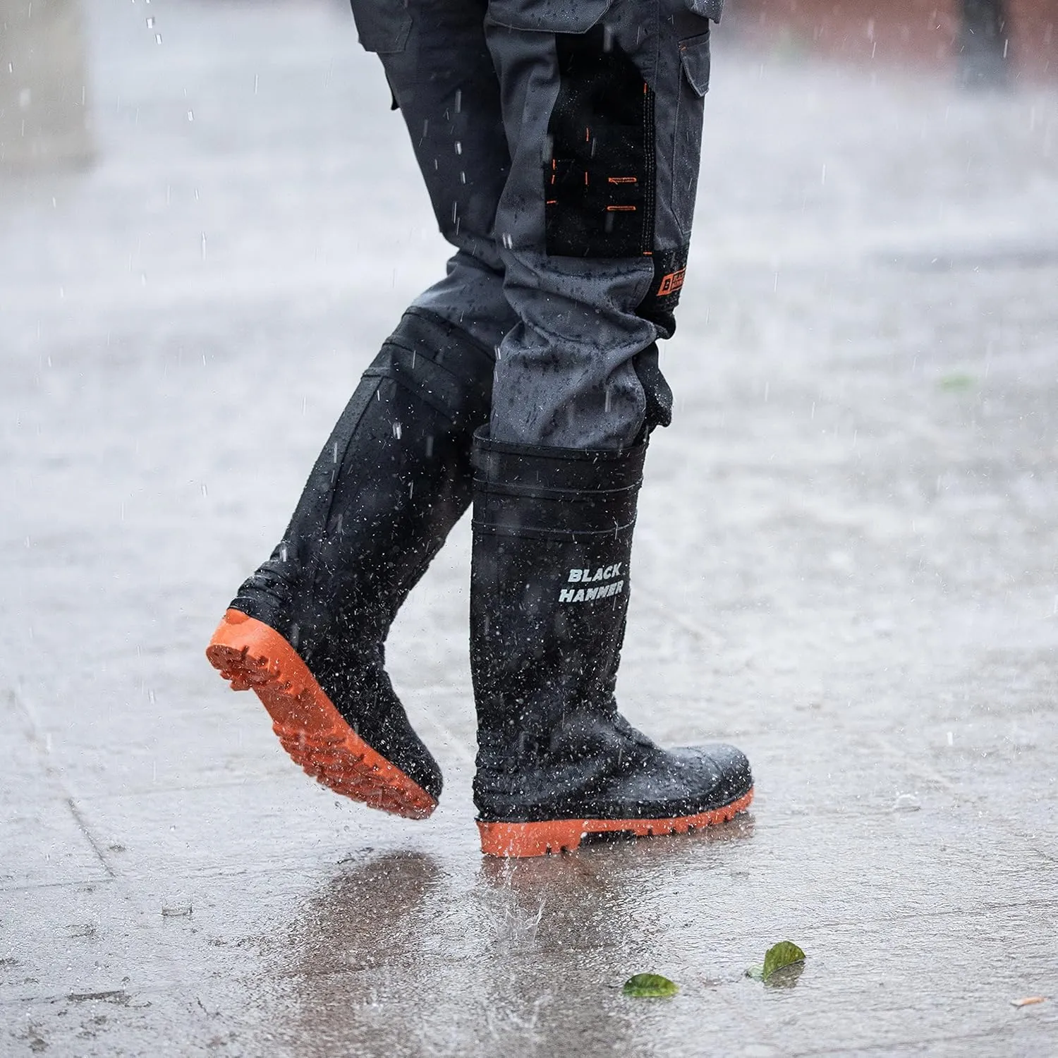 Black Hammer Mens Waterproof Steel Toe Cap Wellies with Steel Midsole Wellington Boots S5 SRC 9988