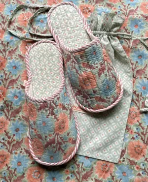 Bohemia Design Duck Egg Block Print Slippers