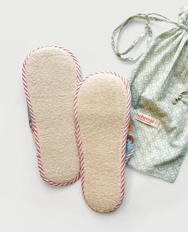 Bohemia Design Duck Egg Block Print Slippers