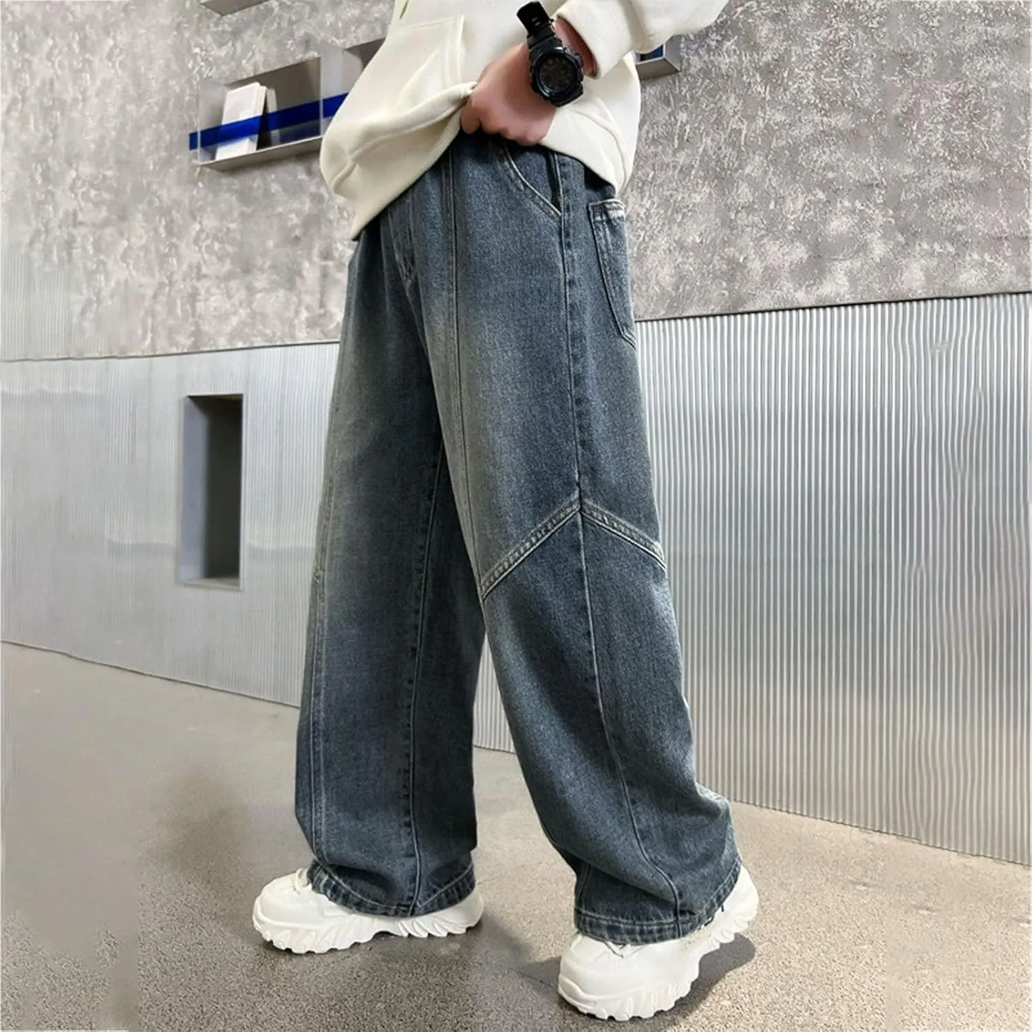 Boys Baggy Pants Elastic Waist Comfortable Loose Fit Casual Trousers for Everyday Outdoor Activities Stylish Kids