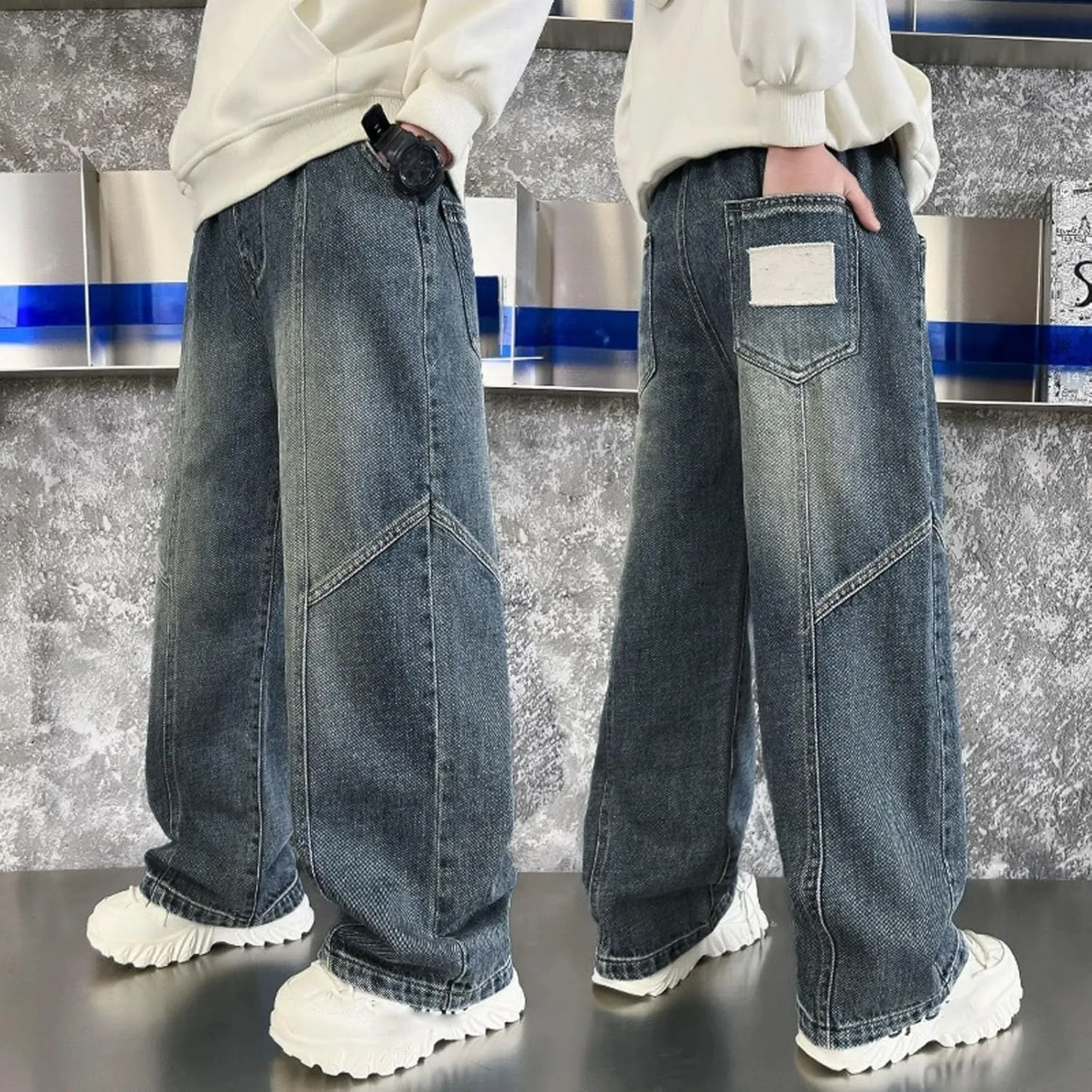 Boys Baggy Pants Elastic Waist Comfortable Loose Fit Casual Trousers for Everyday Outdoor Activities Stylish Kids