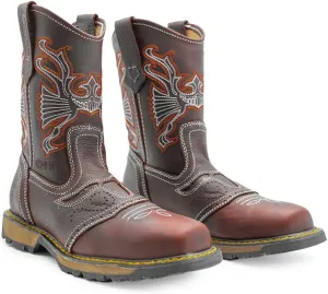 CEBU men's composite toe work boots, construction and industrial safety, utility, leather, breathable, 10 inch shoes, Rodeo