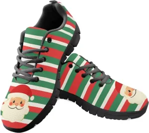 Christmas Sneakers for Women Flat Cozy Lace Up Low-Top Outdoor Gym Sneakers for Ladies Anti-Slip Workout Exercise Hiking Shoes for Teen Girls US 5-12