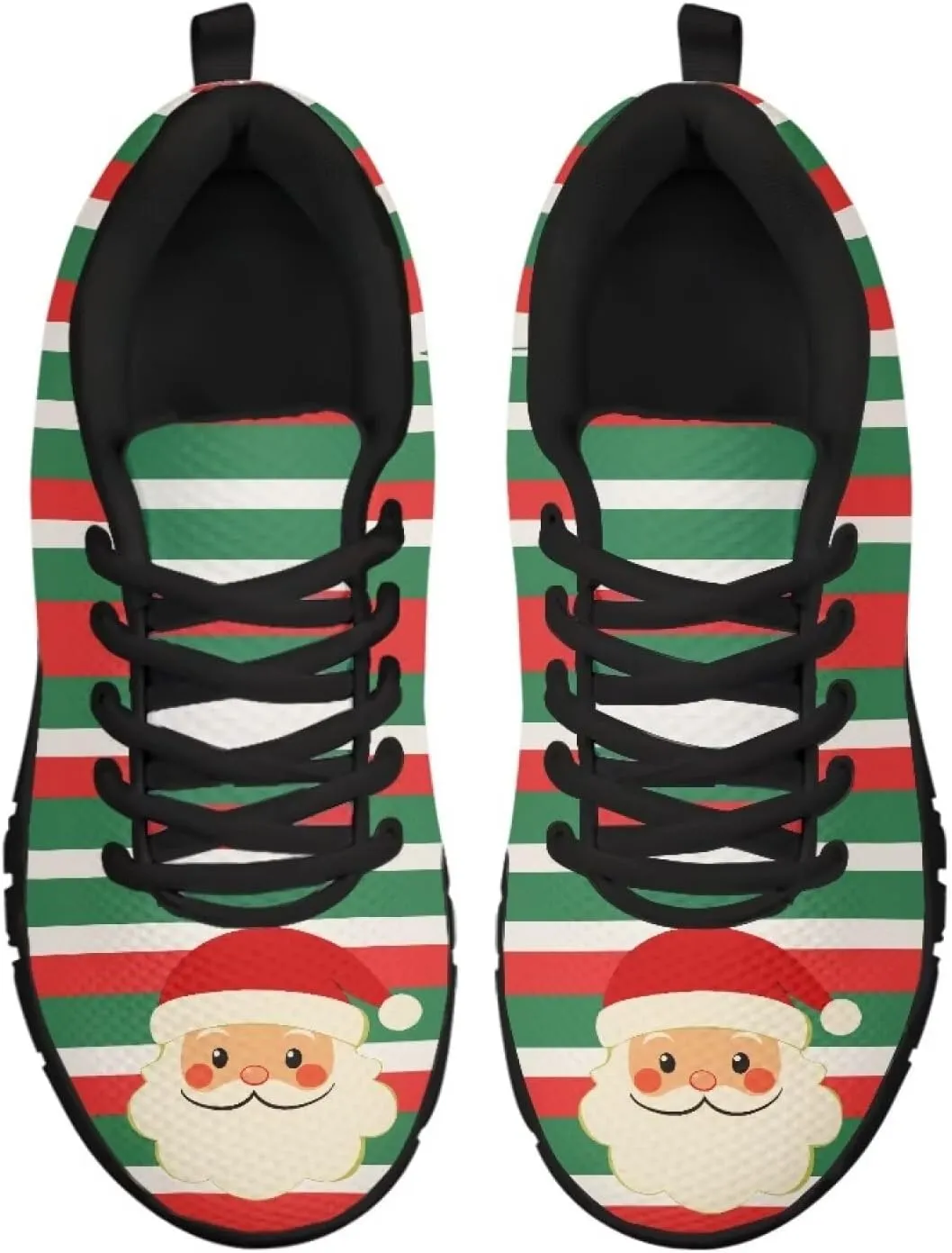 Christmas Sneakers for Women Flat Cozy Lace Up Low-Top Outdoor Gym Sneakers for Ladies Anti-Slip Workout Exercise Hiking Shoes for Teen Girls US 5-12