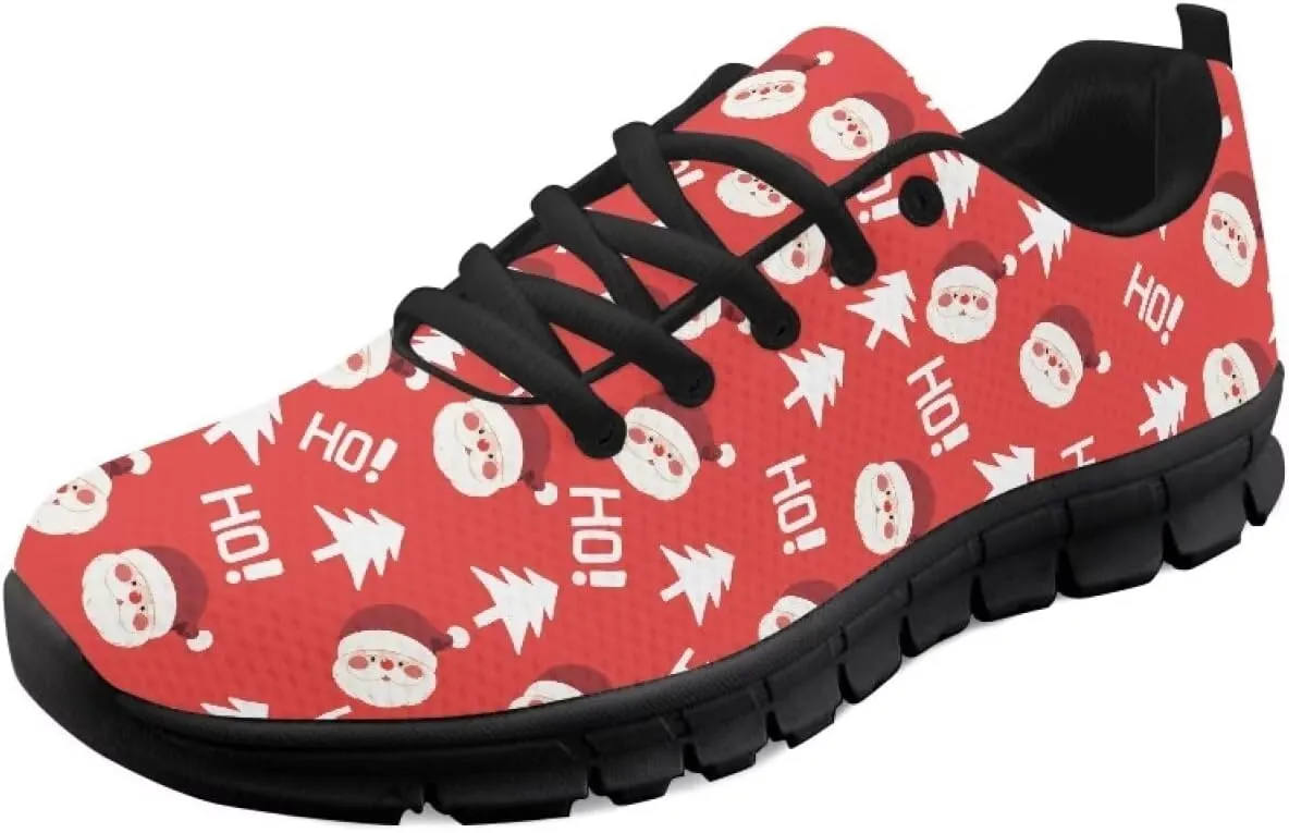 Christmas Sneakers for Women Flat Soft Low-Top Outdoor Running Sneakers for Ladies Lace-Up Non-Slip Workout Hiking Shoes for Teen Girls US 5-12