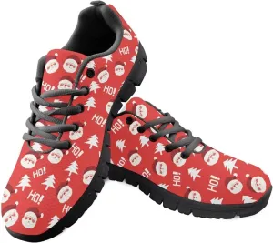 Christmas Sneakers for Women Flat Soft Low-Top Outdoor Running Sneakers for Ladies Lace-Up Non-Slip Workout Hiking Shoes for Teen Girls US 5-12