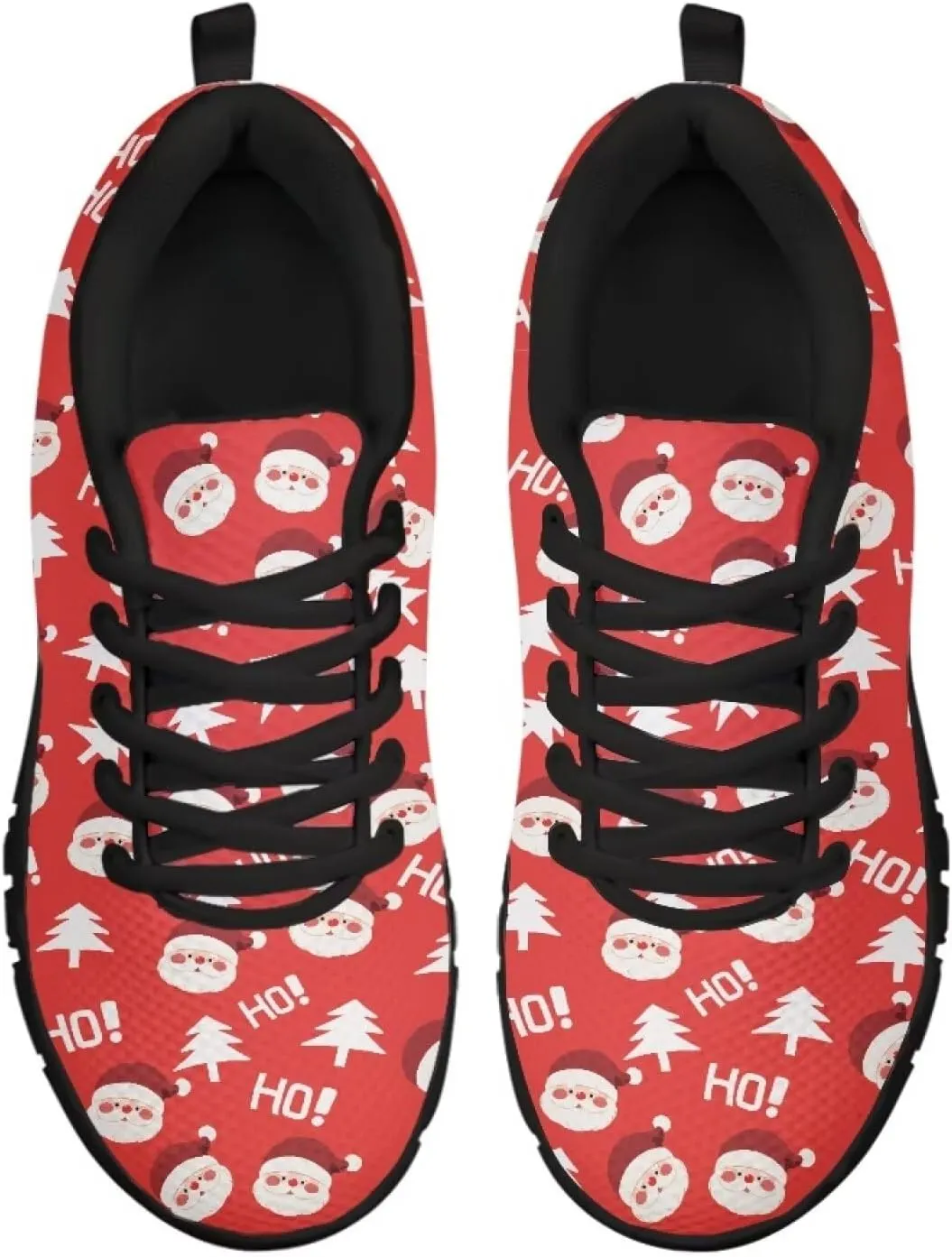 Christmas Sneakers for Women Flat Soft Low-Top Outdoor Running Sneakers for Ladies Lace-Up Non-Slip Workout Hiking Shoes for Teen Girls US 5-12