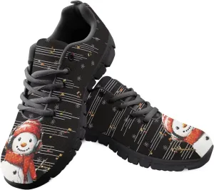 Christmas Sneakers for Women Low-Top Lace-Up Running Sneakers for Ladies Soft Non-Slip Outdoor Workout Hiking Shoes for Teen Girls US 5-12