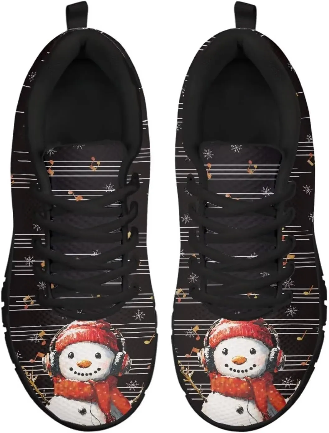 Christmas Sneakers for Women Low-Top Lace-Up Running Sneakers for Ladies Soft Non-Slip Outdoor Workout Hiking Shoes for Teen Girls US 5-12