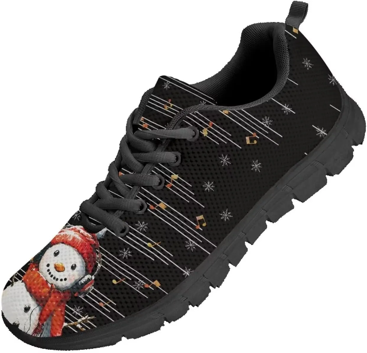 Christmas Sneakers for Women Low-Top Lace-Up Running Sneakers for Ladies Soft Non-Slip Outdoor Workout Hiking Shoes for Teen Girls US 5-12