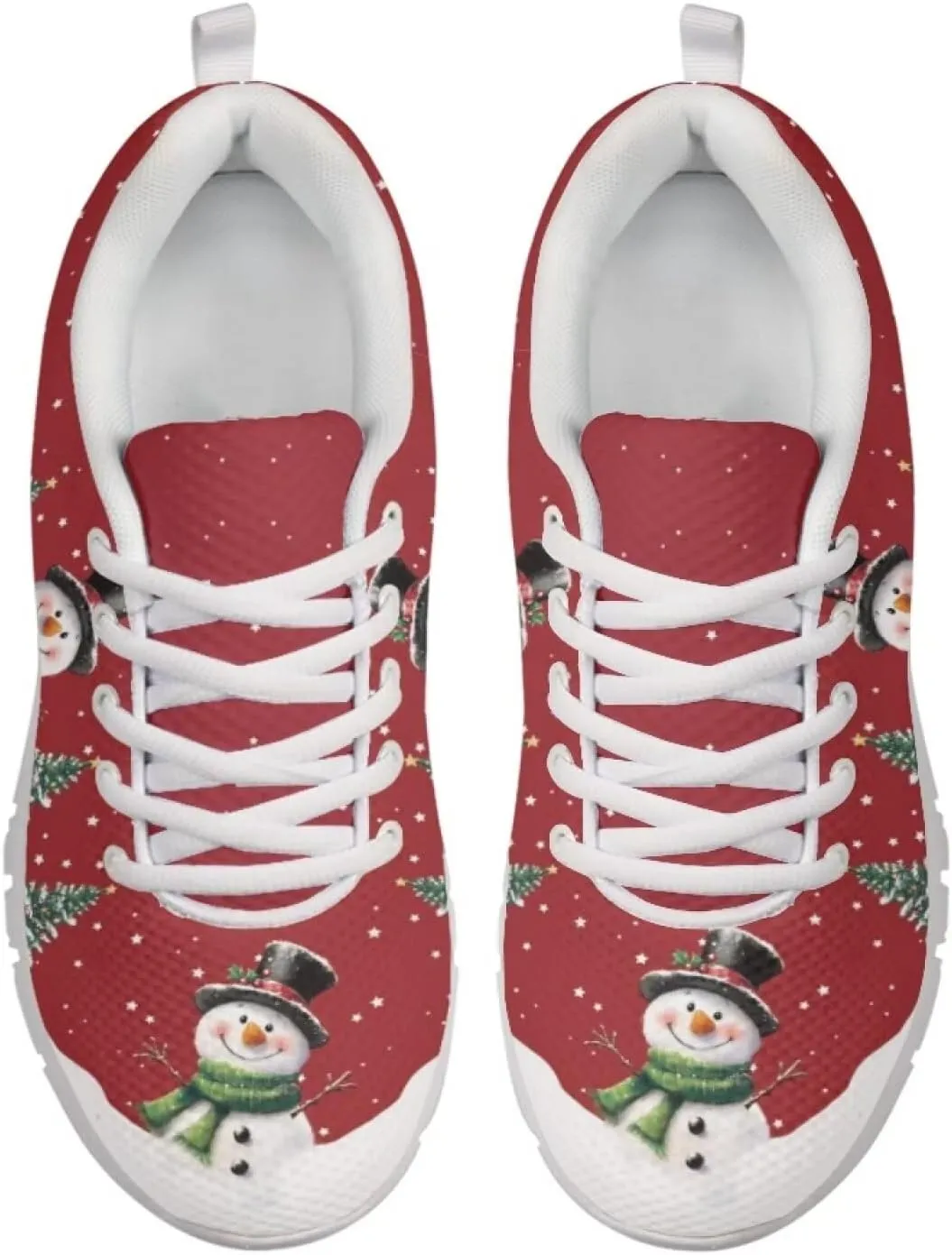 Christmas Women's Sneakers Comfortable Anti-Skid Workout Tennis Sneakers for Womens Low-Top Lightweight Lace-Up Outdoor Walking Shoes for Ladies US 5-12