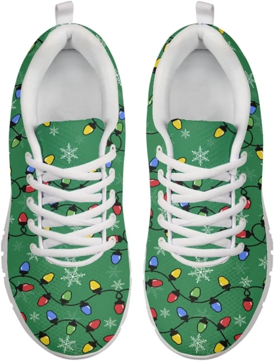 Christmas Women's Sneakers Comfortable Anti-Skid Workout Tennis Sneakers for Womens Low-Top Lightweight Lace-Up Outdoor Walking Shoes for Ladies US 5-12