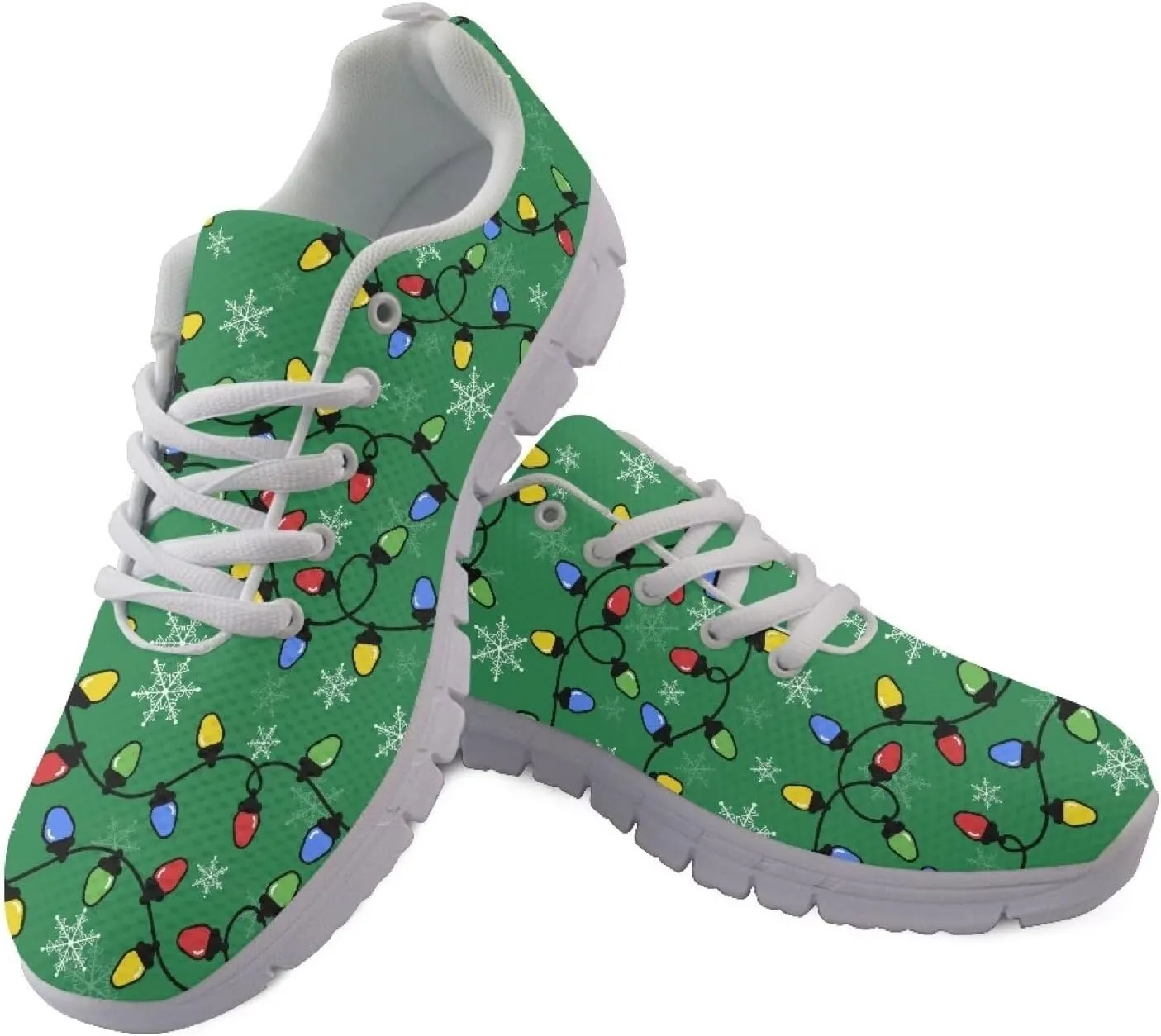 Christmas Women's Sneakers Comfortable Anti-Skid Workout Tennis Sneakers for Womens Low-Top Lightweight Lace-Up Outdoor Walking Shoes for Ladies US 5-12