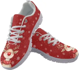 Christmas Women's Sneakers Comfortable Anti-Skid Workout Tennis Sneakers for Womens Low-Top Lightweight Lace-Up Outdoor Walking Shoes for Ladies US 5-12