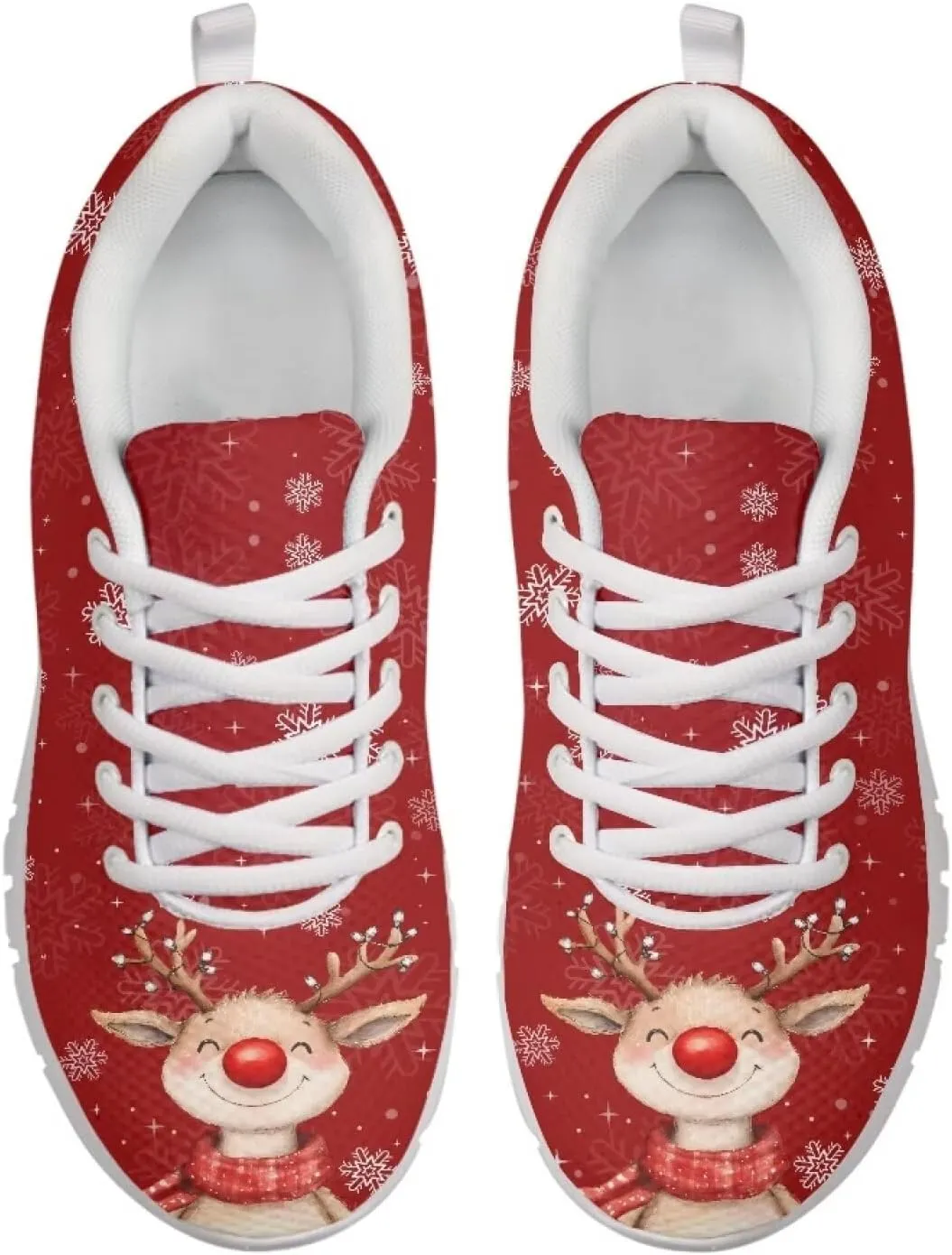 Christmas Women's Sneakers Comfortable Anti-Skid Workout Tennis Sneakers for Womens Low-Top Lightweight Lace-Up Outdoor Walking Shoes for Ladies US 5-12