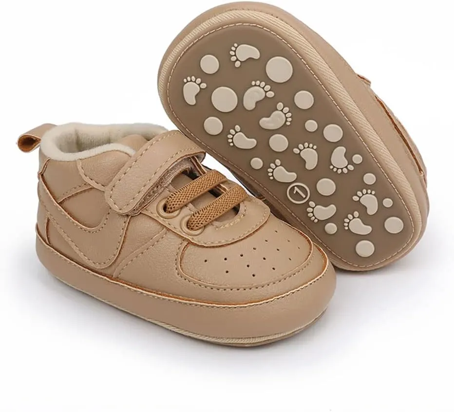 Clowora Unsex Baby Shoes Boys Girls Infant Sneakers Non-Slip Soft Rubber Sole Toddler Crib First Walker Lightweight Shoes