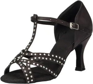 Comfortable Dancing Heels for Women Satin Party Wedding Sandals with Rhinestone