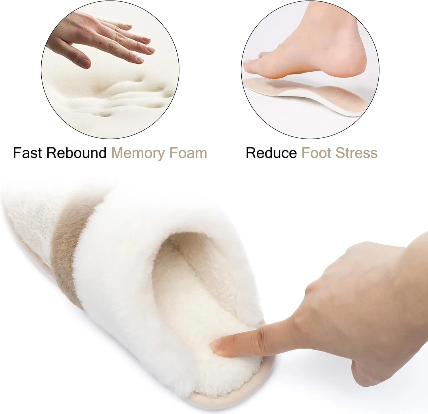 Cozy Slippers for Women Indoor and Outdoor Fuzzy House Shoes with Memory Foam Anti-Skid Sole Gifts for Women Mom Ladies