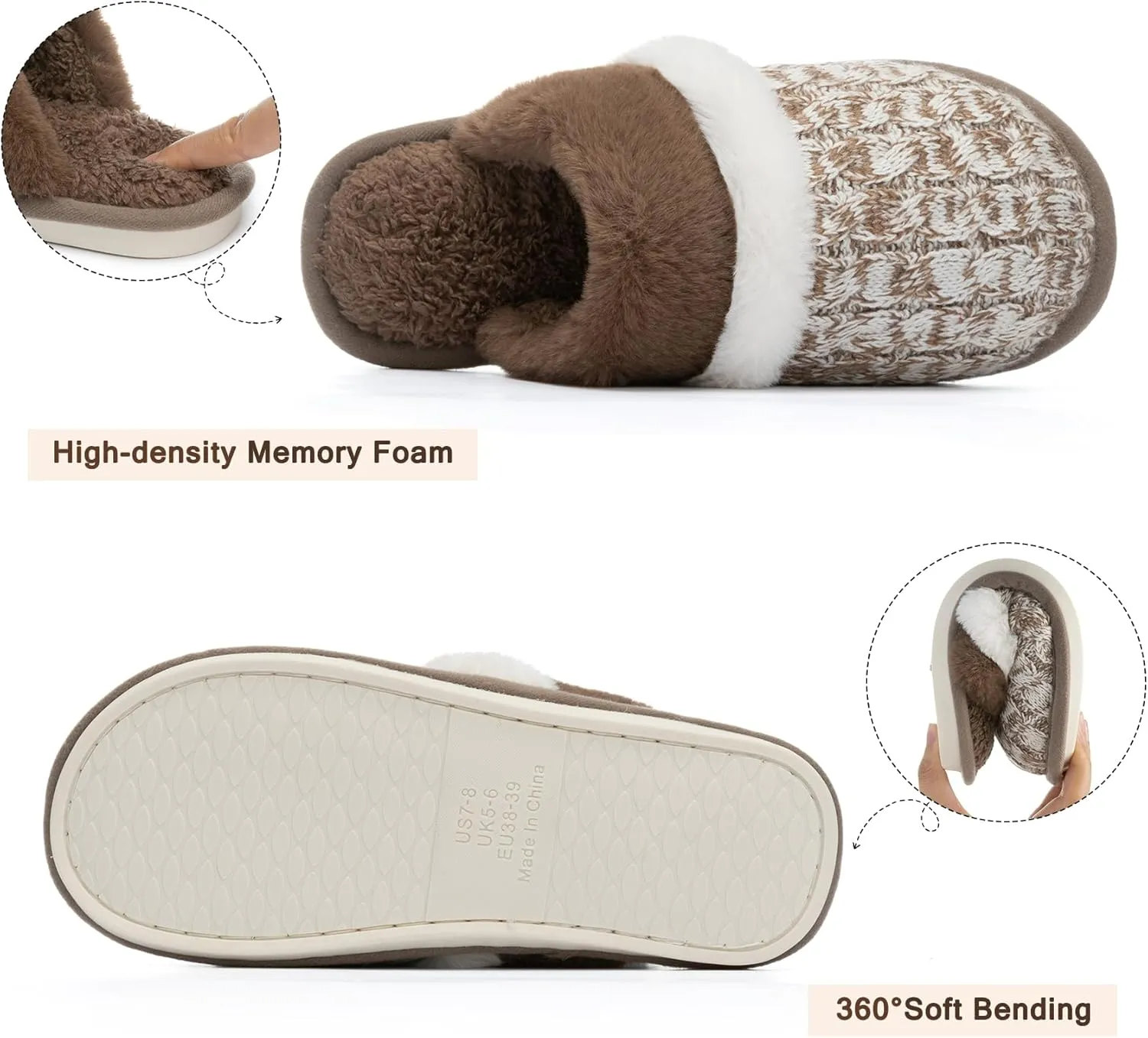 Cozy Slippers for Women Indoor and Outdoor Fuzzy House Shoes with Memory Foam Anti-Skid Sole Gifts for Women Mom Ladies