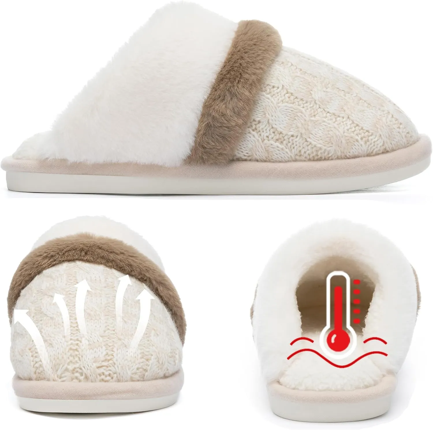 Cozy Slippers for Women Indoor and Outdoor Fuzzy House Shoes with Memory Foam Anti-Skid Sole Gifts for Women Mom Ladies