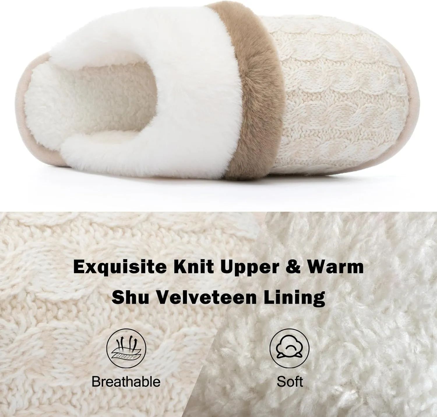 Cozy Slippers for Women Indoor and Outdoor Fuzzy House Shoes with Memory Foam Anti-Skid Sole Gifts for Women Mom Ladies