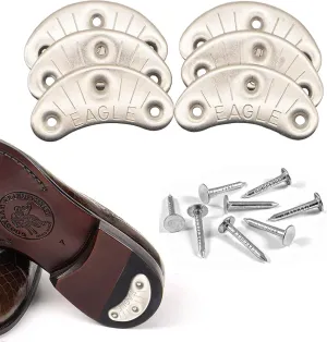 Eagle Metal Heel Plates for Shoes & Boots  Durable Heel Taps & Heel Savers for Boots  3 Pairs with Nails  Shoe Heel Taps for Men, Cowboy Boot Heel Repair Kit, Spark Plates for Shoes
