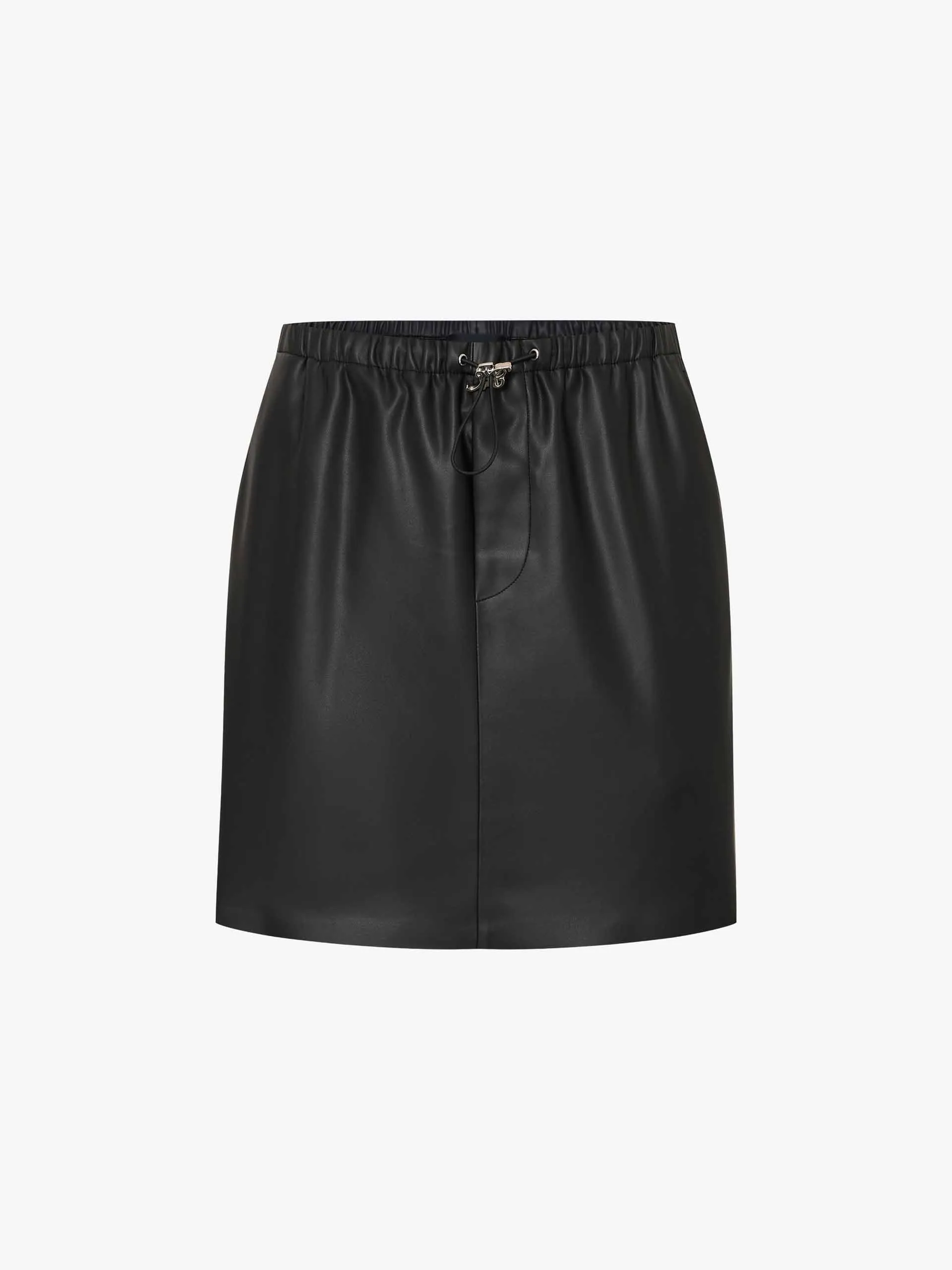 Elastic Waist Leather Skirt