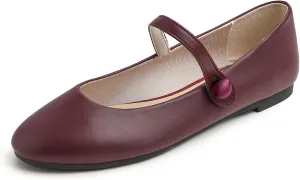 FEVERSOLE Women's Mary Jane Fashion Round Toe Easy Buckle Slip On Flats