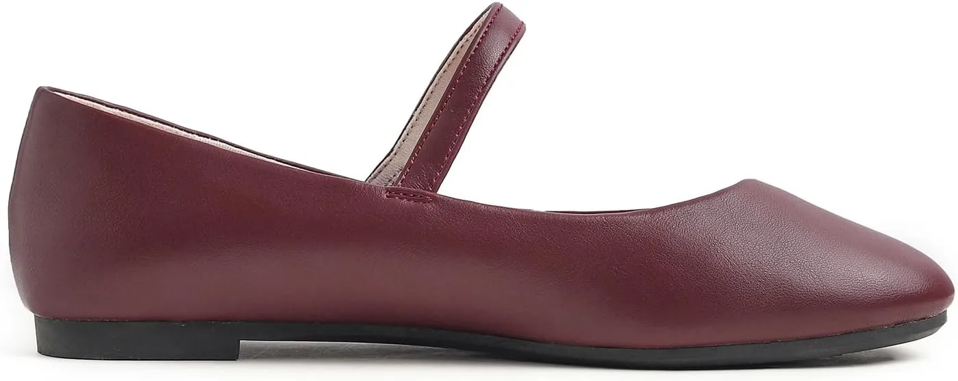 FEVERSOLE Women's Mary Jane Fashion Round Toe Easy Buckle Slip On Flats