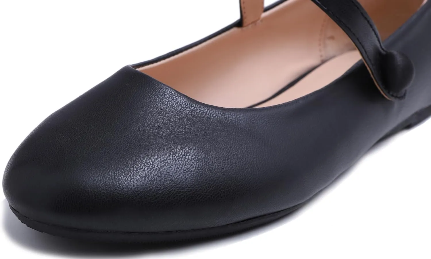 FEVERSOLE Women's Mary Jane Fashion Round Toe Easy Buckle Slip On Flats