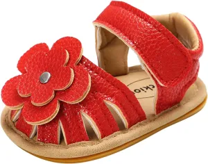 Girls Kids Flower Sandals Split Toe Flat Wide Shoes Baby Kids Ankle Strap Summer Fashion Comfy Shoes Leather Soft Comfy