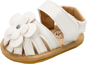 Girls Kids Flower Sandals Split Toe Flat Wide Shoes Baby Kids Ankle Strap Summer Fashion Comfy Shoes Leather Soft Comfy