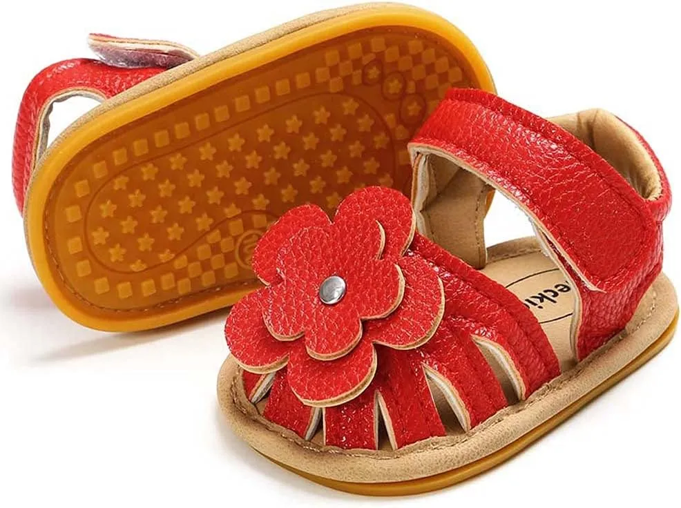Girls Kids Flower Sandals Split Toe Flat Wide Shoes Baby Kids Ankle Strap Summer Fashion Comfy Shoes Leather Soft Comfy