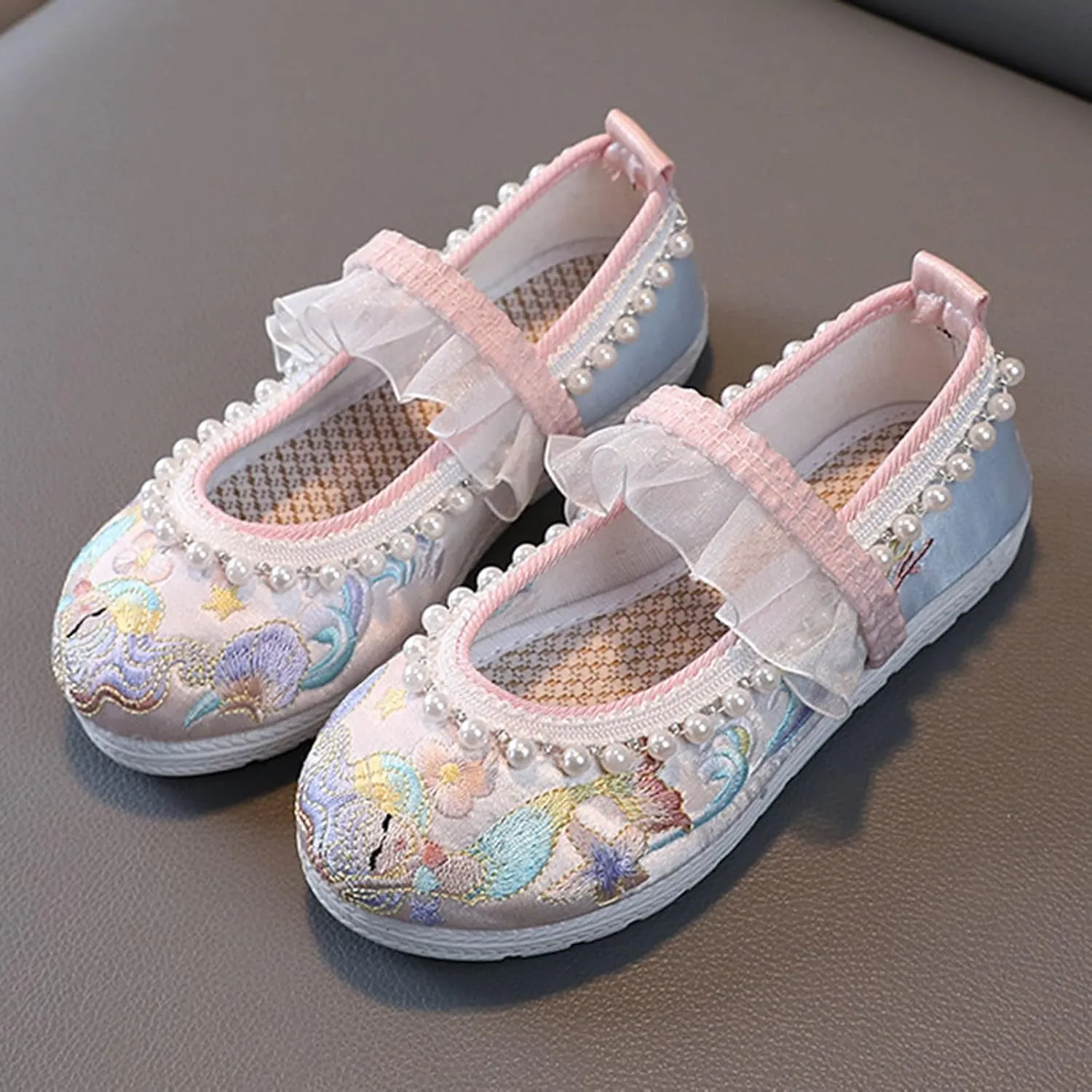 Girls Kids Pearl Princess Shoes Toddler Flat Wide Crb Sandals Summer Outdoor Dress Loafers Cute Ankle Trendy Shoes