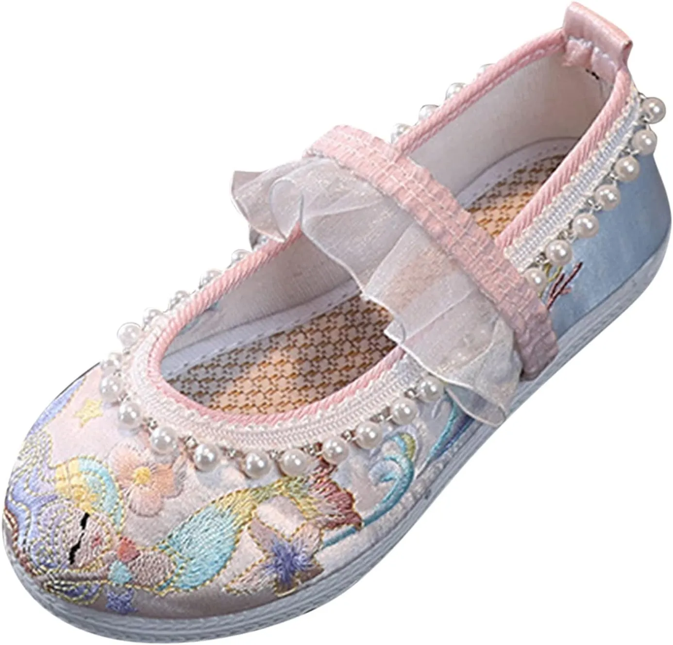 Girls Kids Pearl Princess Shoes Toddler Flat Wide Crb Sandals Summer Outdoor Dress Loafers Cute Ankle Trendy Shoes