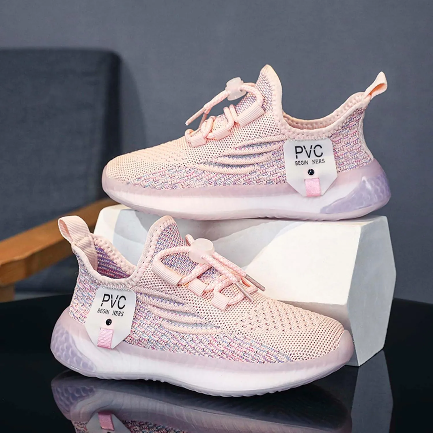 Girls Tennis Shoes Kids Running Shoes Toddler Lace-Up Lightweight Walking Slip On Sneakers