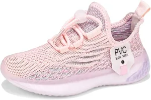 Girls Tennis Shoes Kids Running Shoes Toddler Lace-Up Lightweight Walking Slip On Sneakers