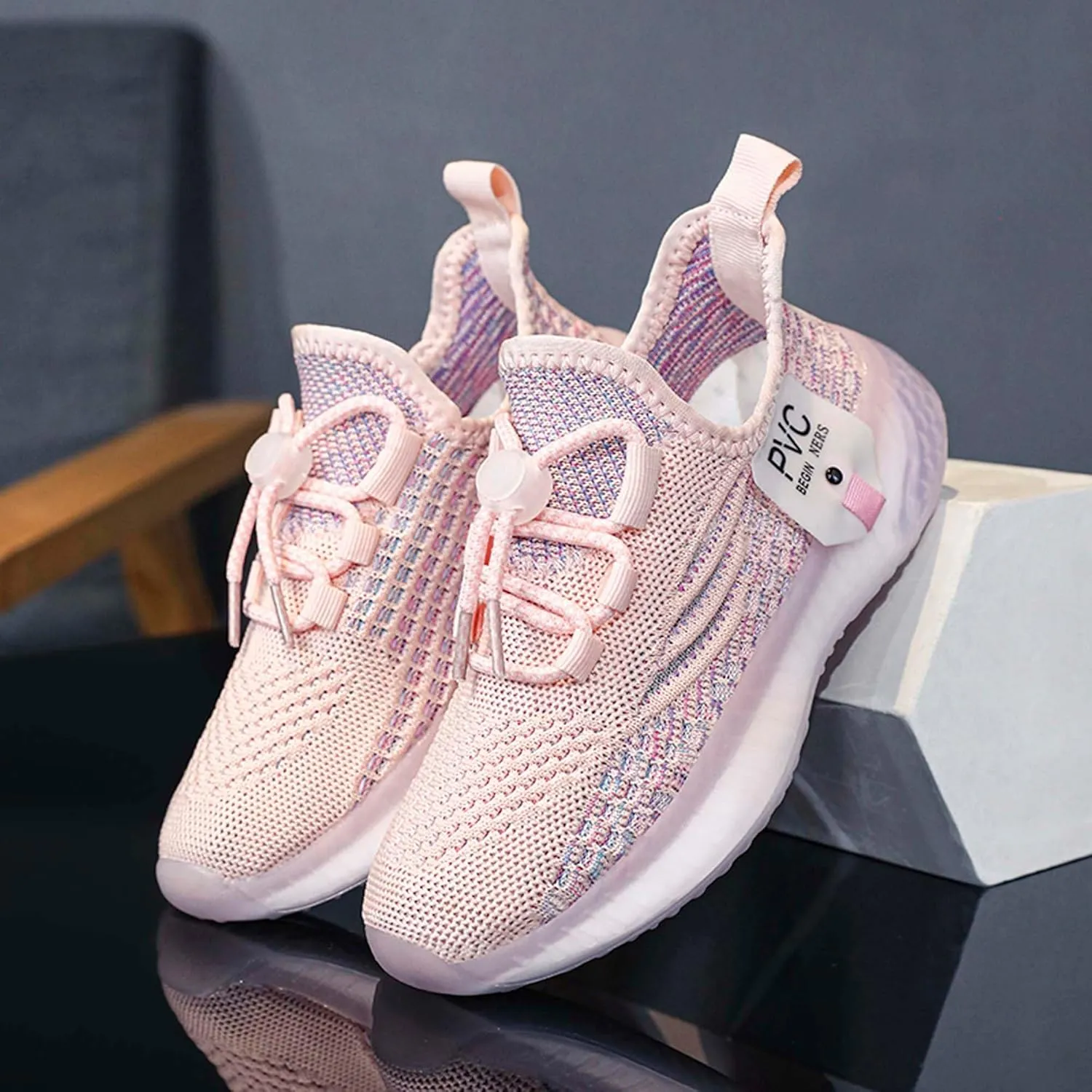 Girls Tennis Shoes Kids Running Shoes Toddler Lace-Up Lightweight Walking Slip On Sneakers