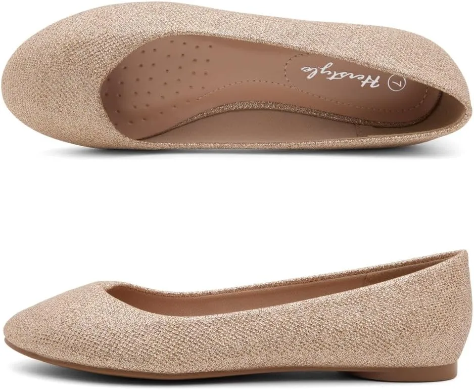 Herstyle Ever Memory Women's Ballet Flats Dressy Flat Shoes Almond Toe Ballerina Comfortable Slip-On Casual Flats for Daily Wear Work Office and Party